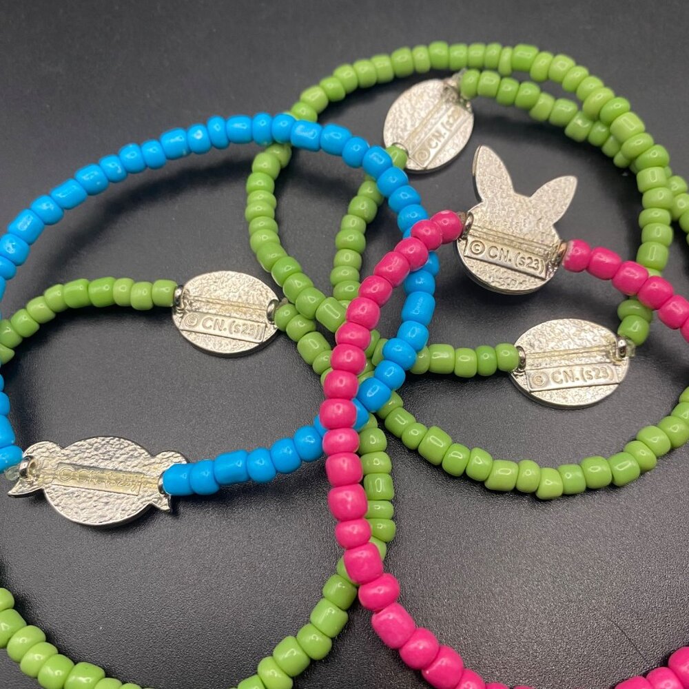 Powderpuff Girls Beaded Bracelets Lot 5 Blossom Bubbles Buttercup Cosplay Fan - Picture 4 of 8
